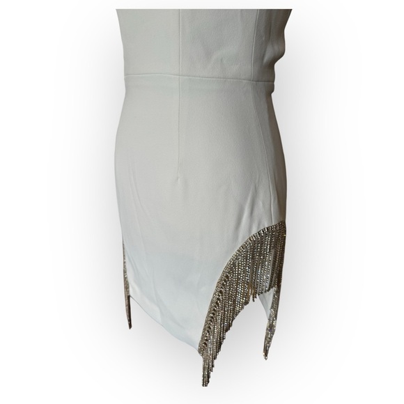 HOUSE OF CB Charlize White Crystal Fringe Mini Dress XS Bridal Holiday - Picture 8 of 13